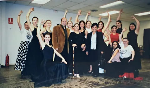 Con un grupo de bailaoras