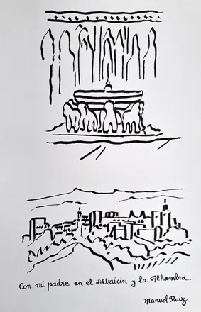 Dibujos infantiles en el colegio de los Maristas de Granada. Años 50-60