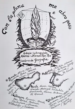 Dibujos infantiles en el colegio de los Maristas de Granada. Años 50-60