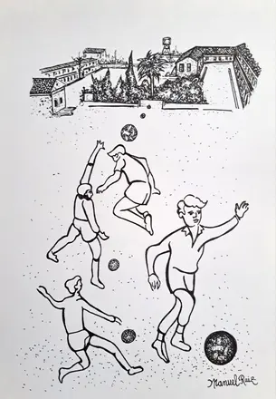 Dibujos infantiles en el colegio de los Maristas de Granada. Años 50-60