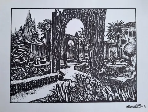 Dibujos infantiles en el colegio de los Maristas de Granada. Años 50-60