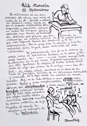 Dibujos infantiles en el colegio de los Maristas de Granada. Años 50-60