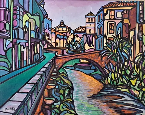 Carrera del Darro. Óleo, 87 × 110 cm, 1980