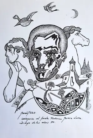 Alegoría al poeta Federico García Lorca. Dibujo de los años 70