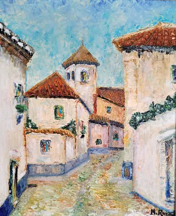 Calle de Pardo, Albaicín. Apunte al óleo pintado del natural